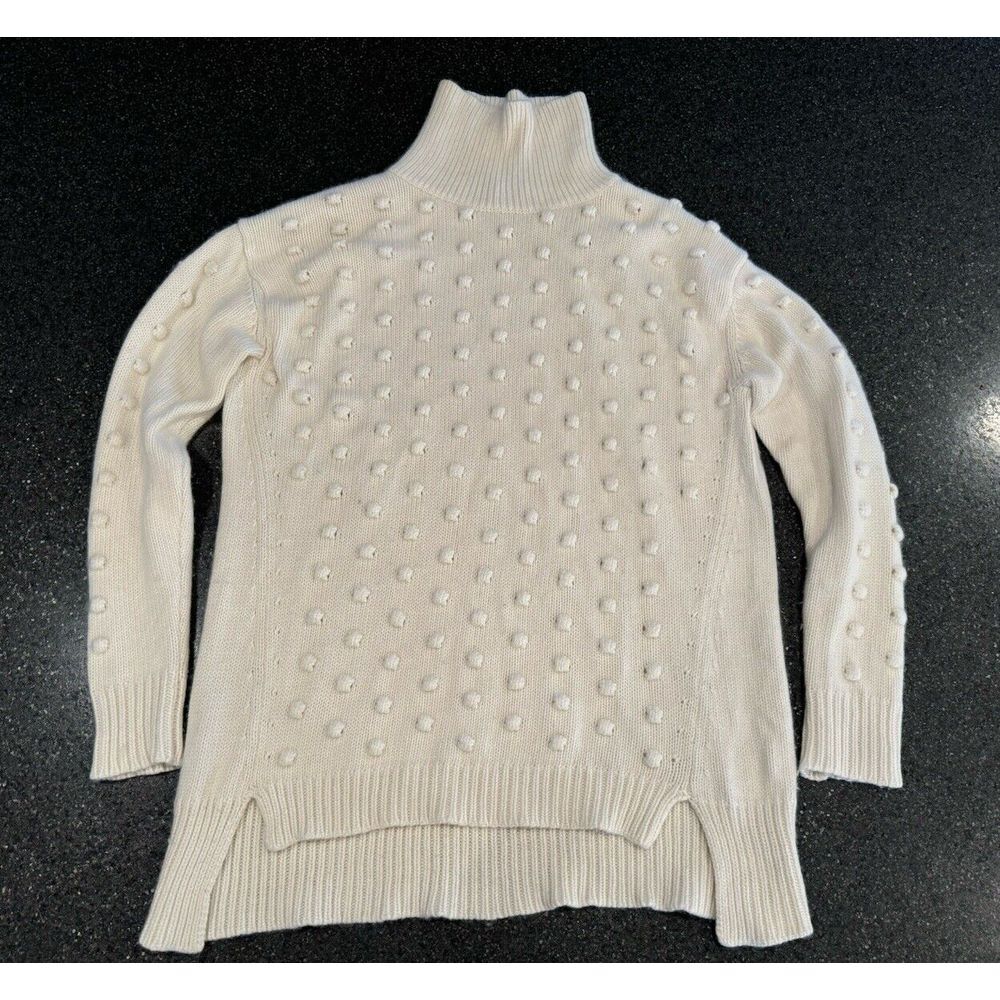 Tuckernuck Cream Pom-Pom Cable Turtleneck Sweater
